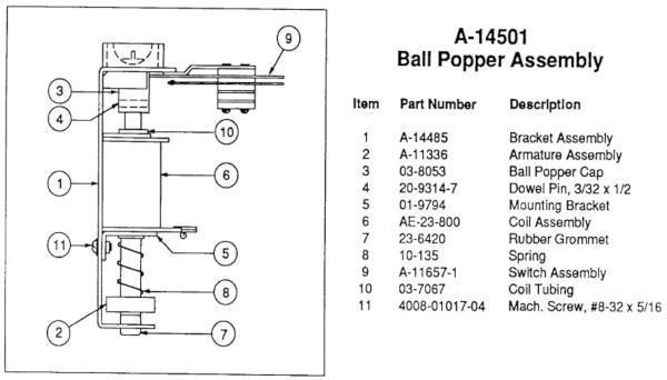 Ball poper assembly Terminator 2 - WMS #A-14501