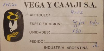 contactos electricos AgNi - etiqueta